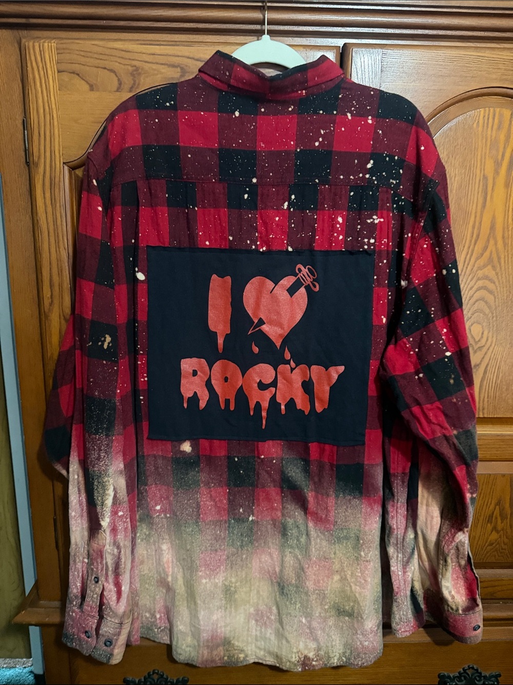 Rocky Horror Picture Show I ♥ Rocky upcycled flannel tee